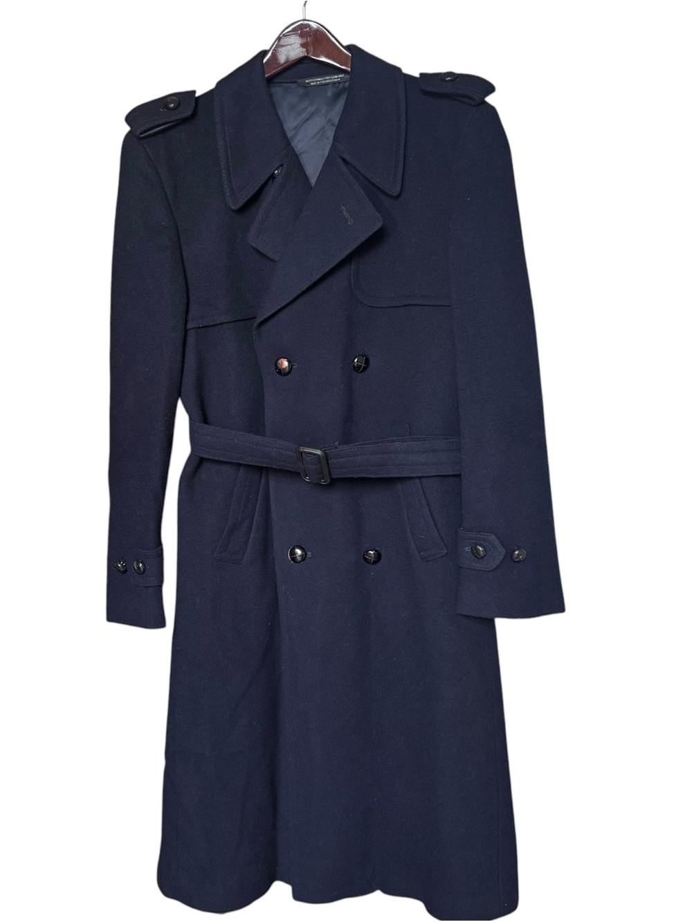Vintage Yorkshire & Hill Made in Czechoslavakia Navy Wool Long Coat 40 R